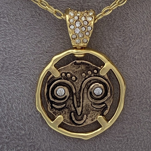 ALEXIS BITTAR • NEW Modern Antiquities Gold Coin Happy Sad Swivel Spin Necklace - Picture 3 of 15